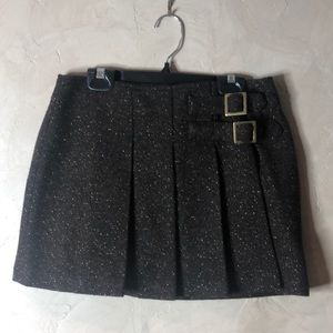 Brown Mini Skirt with Gold Sparkles